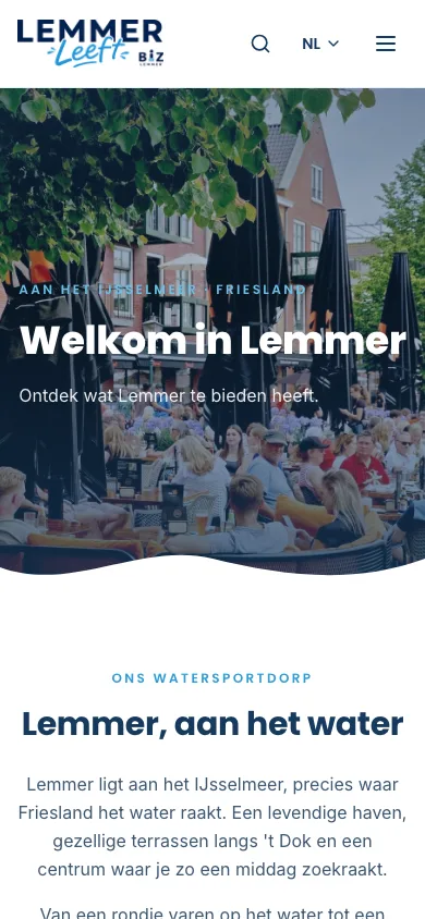 Lemmer Leeft, voorpagina op de telefoon