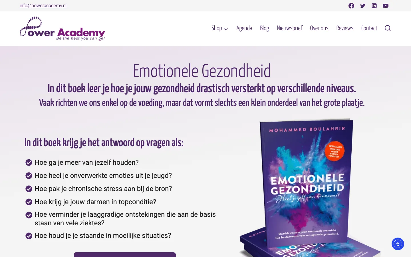 Power Academy, huidige site, boekpagina op de computer